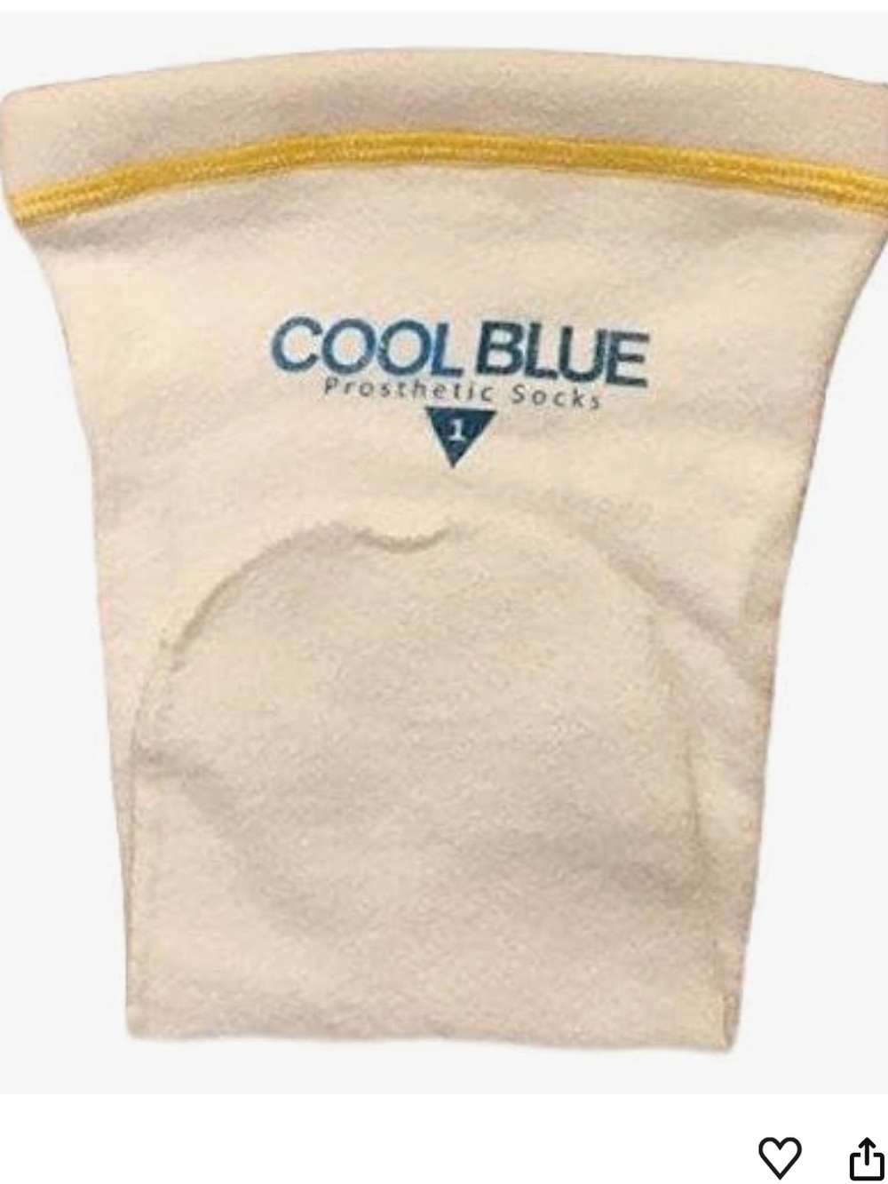 New COOL BLUE Prosthetic Sock - Cream with Yellow Trim- Size 3,4, Length 16-20